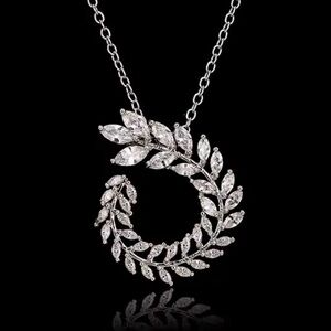 Swarovski Elements 925 Sterling Silver Marquis Wreath Pendant Necklace NEW